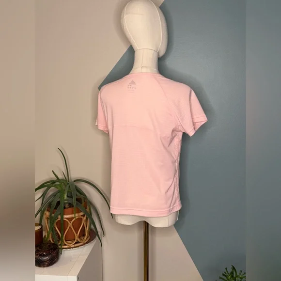 Adidas Pink V-Neck Performance Active Top Moisture-Wicking Gym Tee Medium - Picture 5 of 9